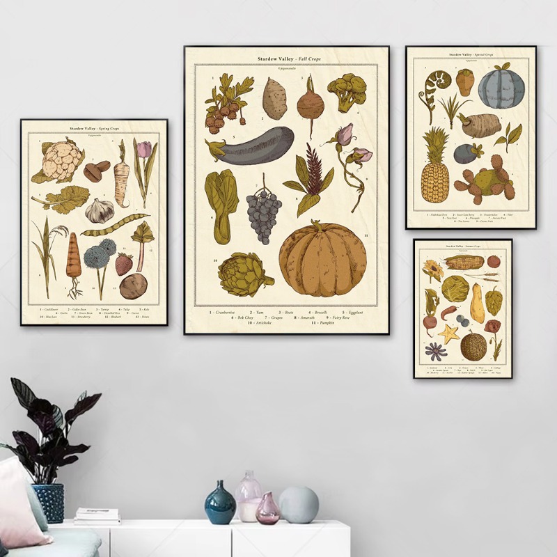 Agriculture Vertical Farming - Stardew Valley Crops stagionali Poster Retro