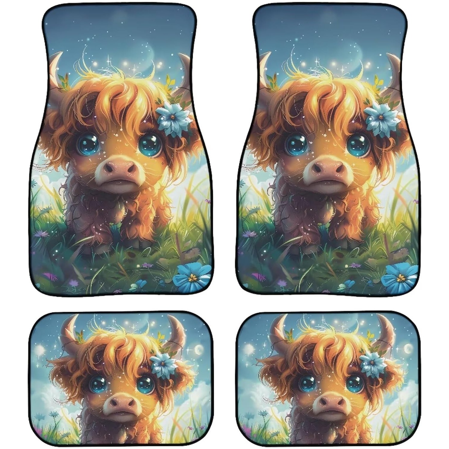 Cow Mat Rubber - Simpatici tappetini per auto Highland Cow,