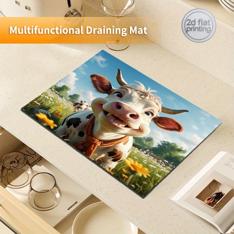 Cow Mat Rubber - Tappetino Assorbente 2D con Stampa Mucca